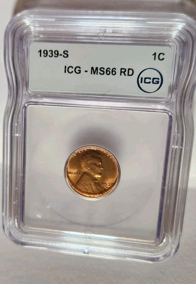 1939-S Lincoln Cent ICG MS66 RD Red Lincoln Penny