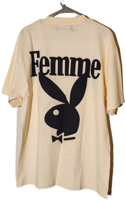 Homme Femme playboy cream t shirt