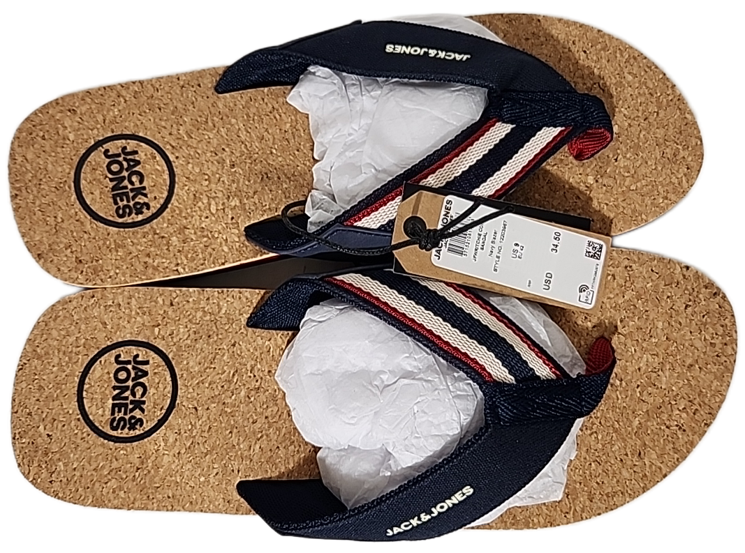 Jack & Jones Cork Navy Blazer Flip Flops Men's Size 9