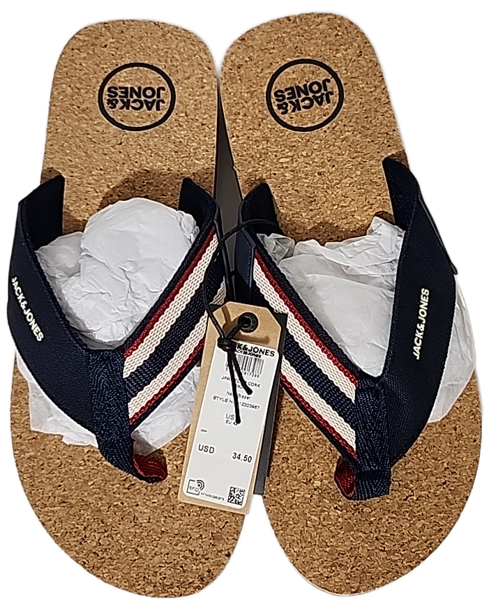 Jack & Jones Cork Navy Blazer Flip Flops Men's Size 9