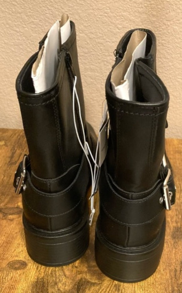 Connor Ankle Motorcycle Boots Genuine Faux Leather Memory Foam Size 8 w