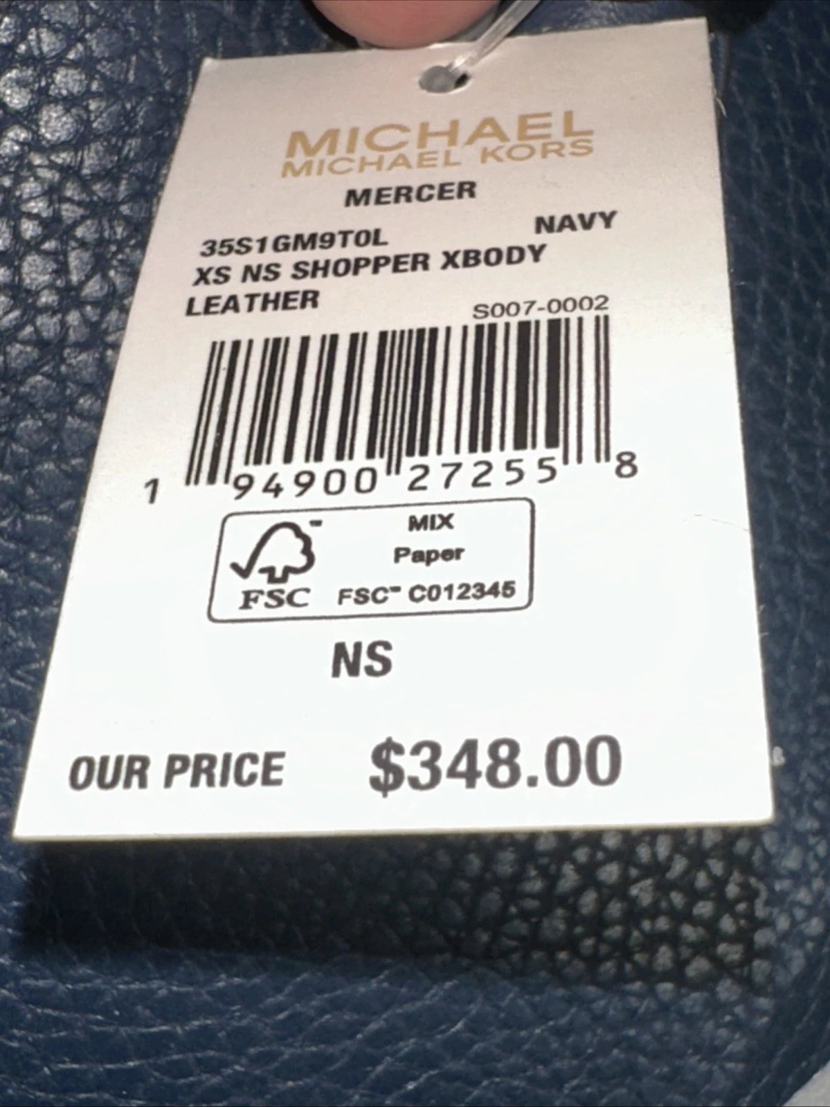 Michael Kors Mercer Extra-Small XS Pebbled Leather Crossbody Bag - Navy NEW
