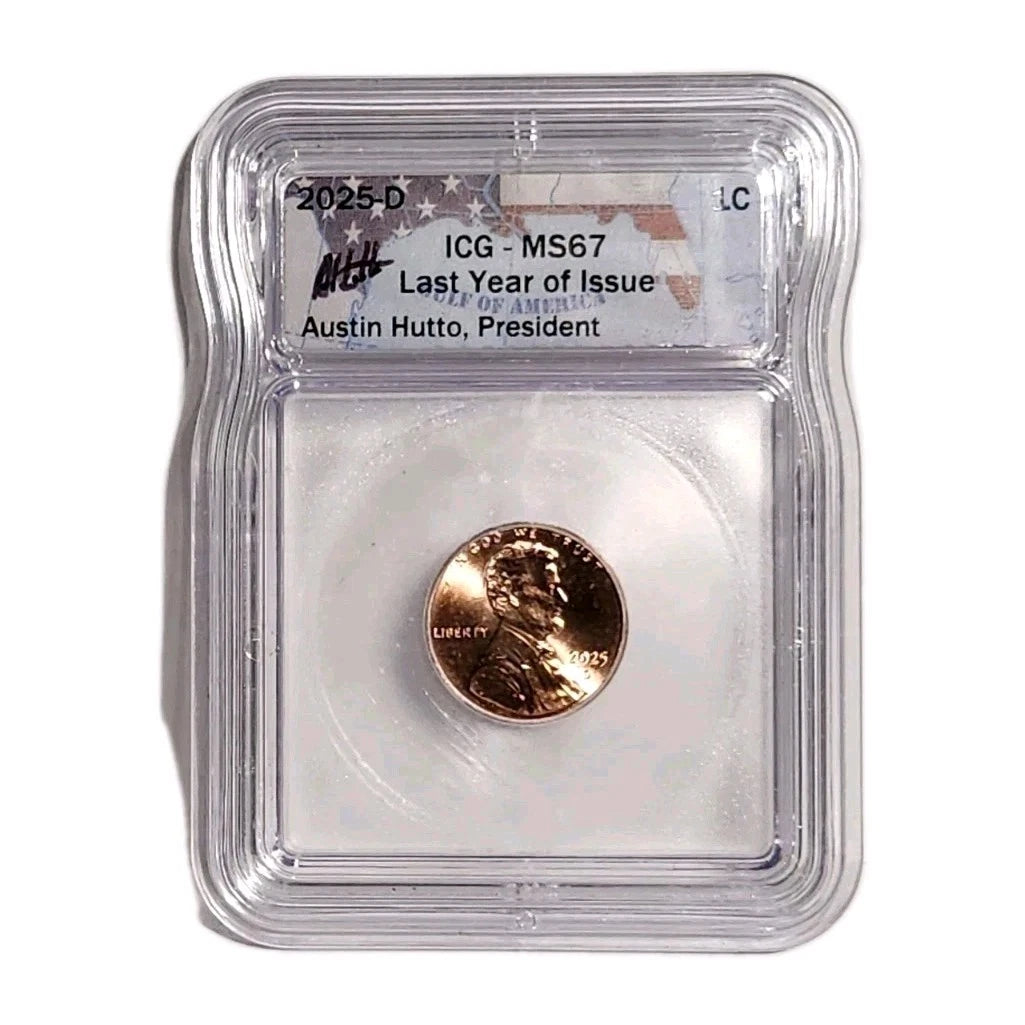 2025-D MS 67 Lincoln Shield Cent (Penny) ICG - Last Year of Issue