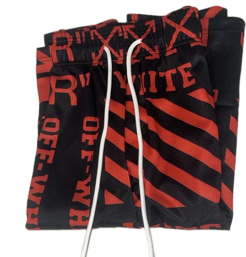 Made by JG red & black "Off White" drawstring men's shorts size 3 xl