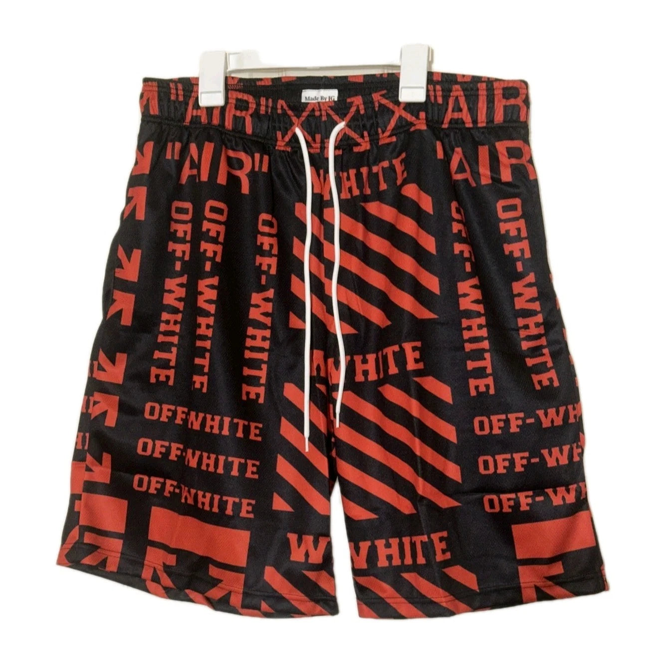 Made by JG red & black "Off White" drawstring men's shorts size 3 xl