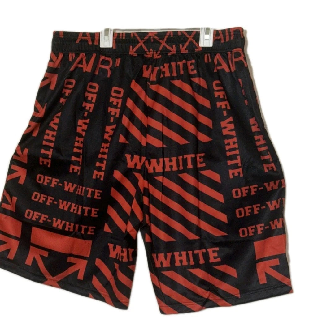 Made by JG red & black "Off White" drawstring men's shorts size 3 xl