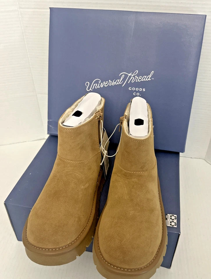 Universal Thread Women's May Suede Boots with Memory Foam Insole in Tan Size 7