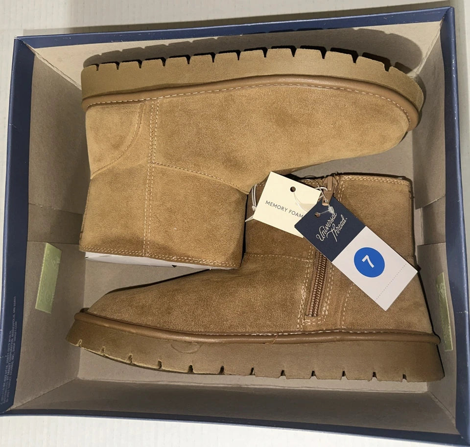 Universal Thread Women's May Suede Boots with Memory Foam Insole in Tan Size 7