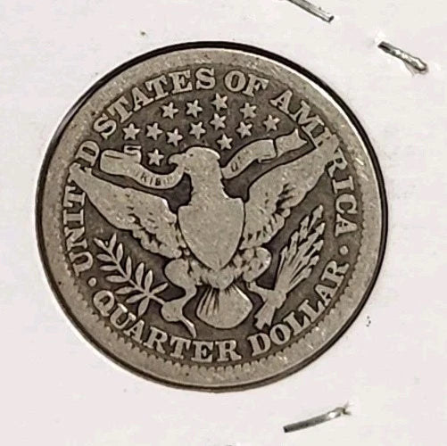 Barber Quarter 1914-D  silver coin minted in Denver  90% Silver