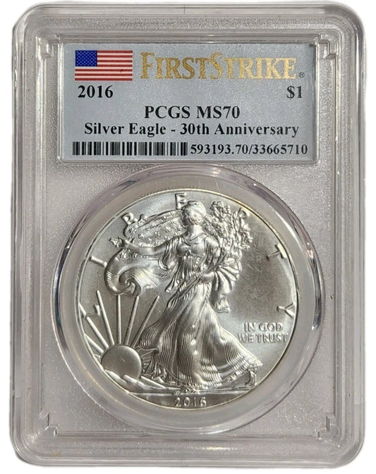 2016 Silver Eagle Pcgs ms70 30th Anniversary FirstStrike