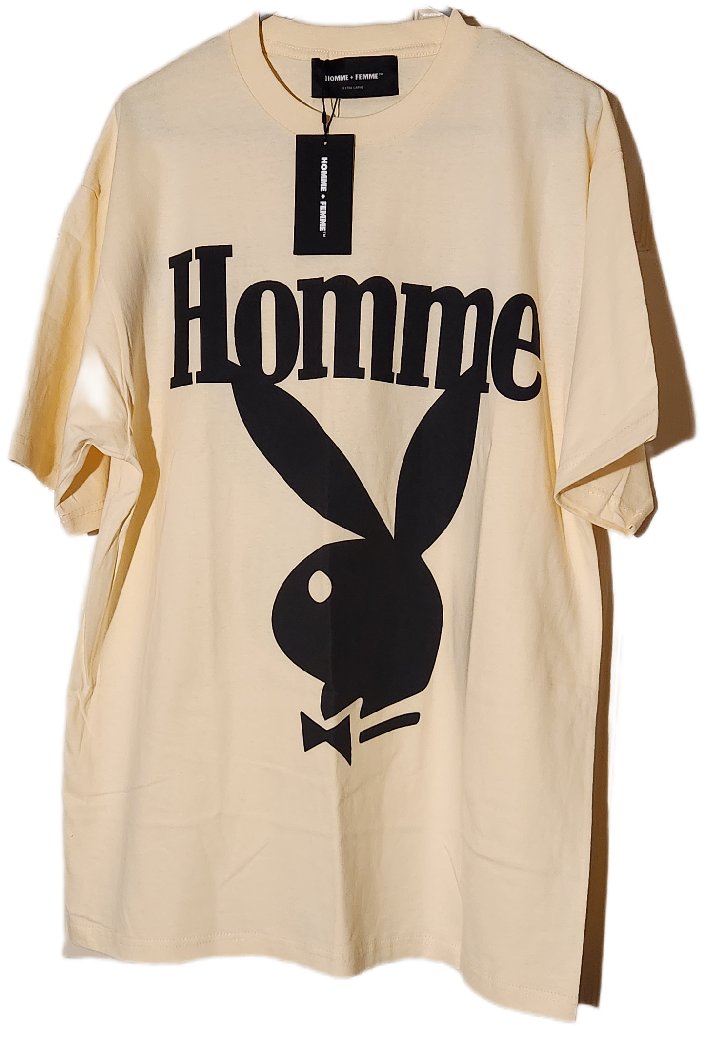 Homme Femme playboy cream t shirt
