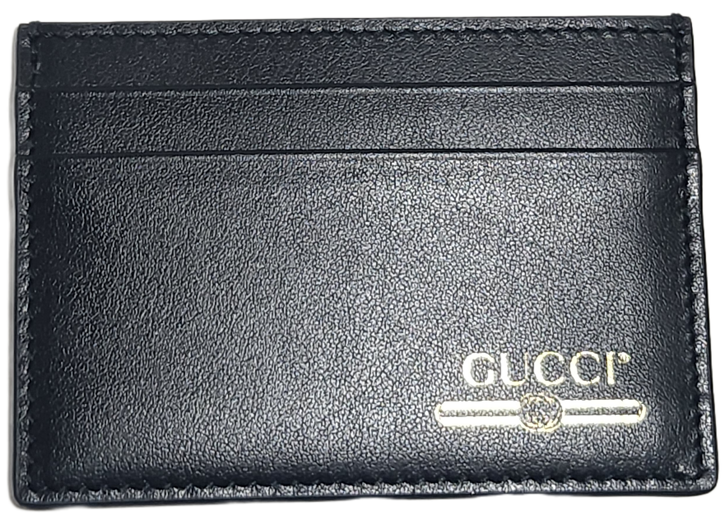 Gucci Card Holder Monogram Leather wallet Black and Gold