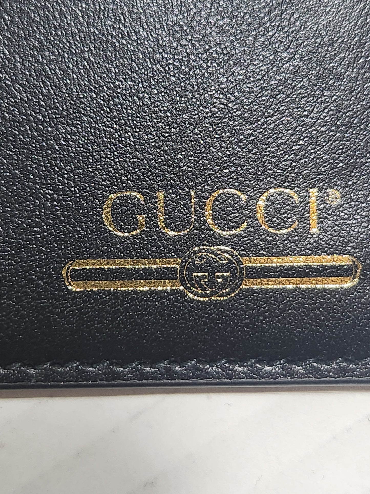 Gucci Card Holder Monogram Leather wallet Black and Gold