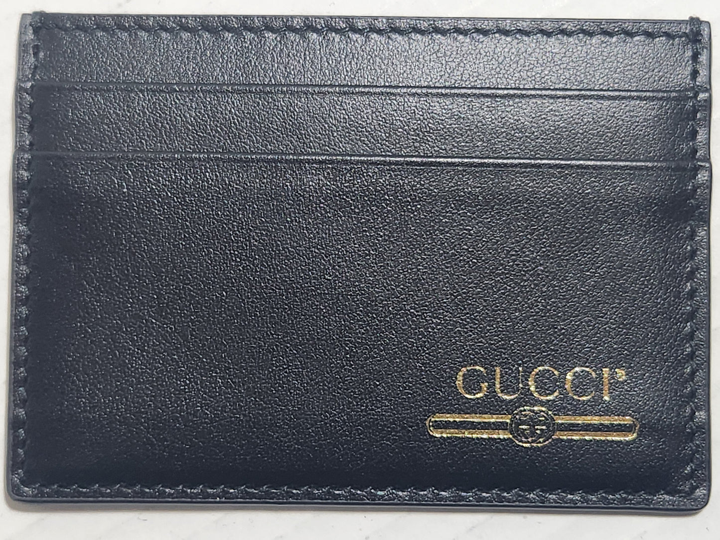 Gucci Card Holder Monogram Leather wallet Black and Gold