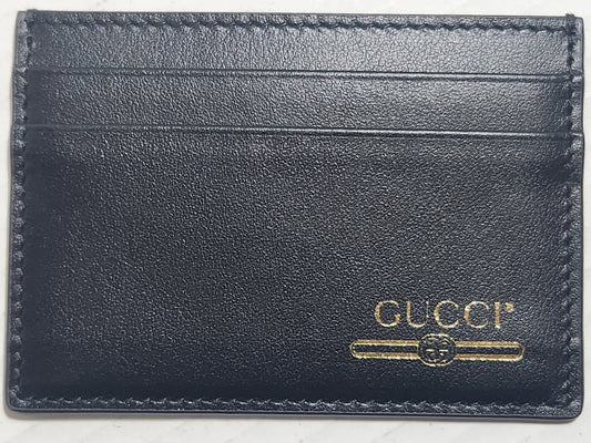 Gucci Card Holder Monogram Leather wallet Black and Gold