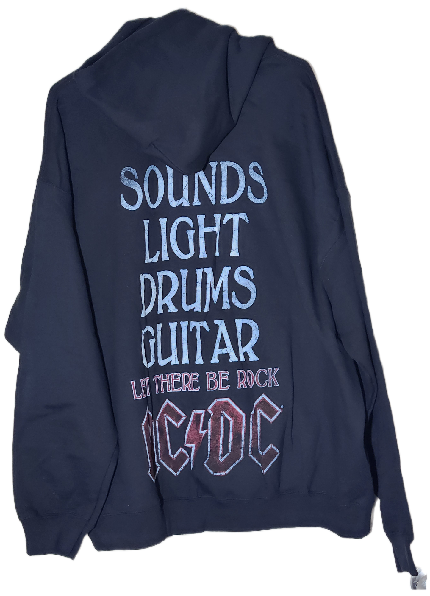 AC/DC Hoodie Sounds Light Drums Guitar Size 2xl