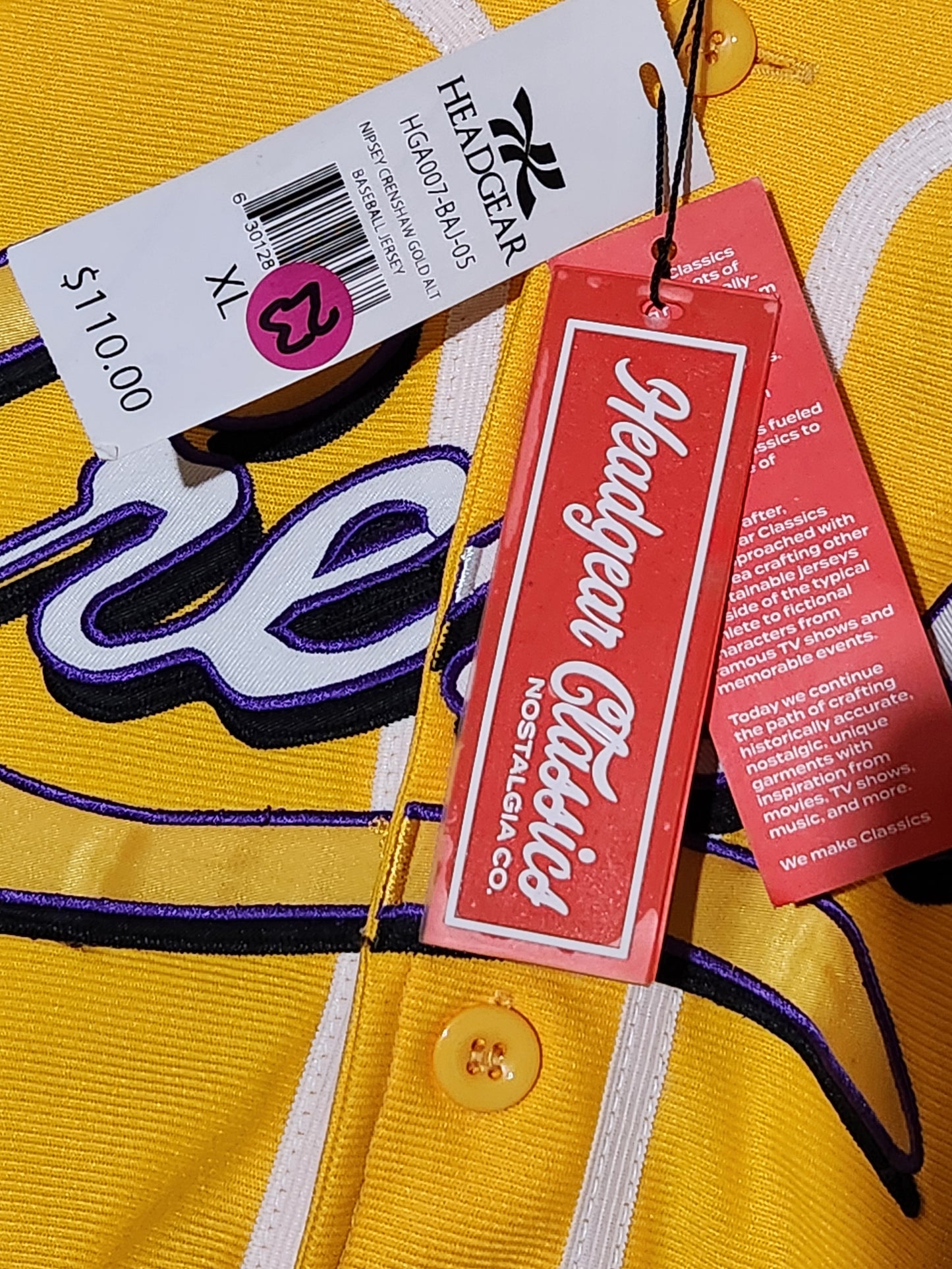 Kobe Bryant x Nipsey Hustle Crenshaw Baseball Jersey Size 2XL