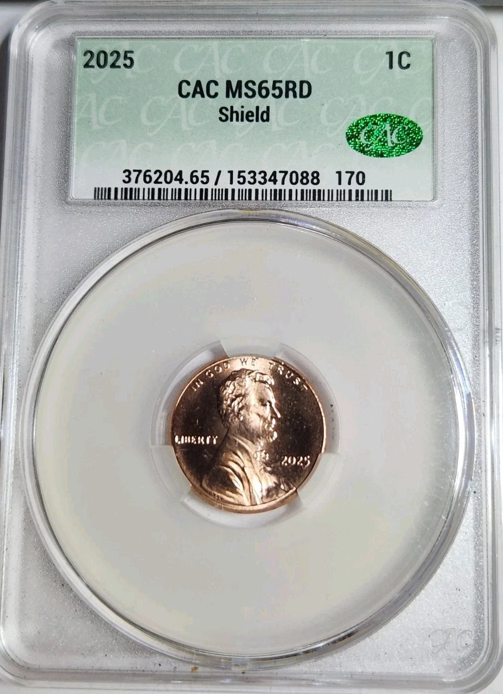 2025 Lincoln Shield last Year Issued MS-65RD CAC