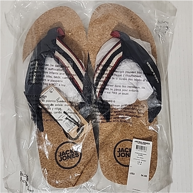Jack & Jones Cork Navy Blazer Flip Flops Men's Size 9