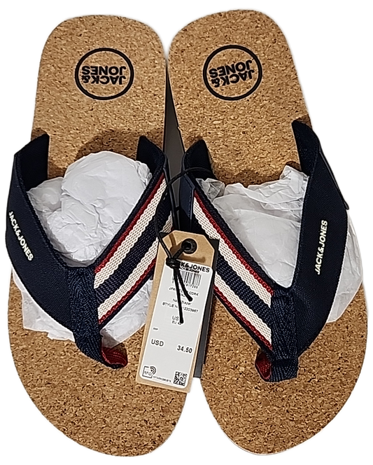 Jack & Jones Cork Navy Blazer Flip Flops Men's Size 9