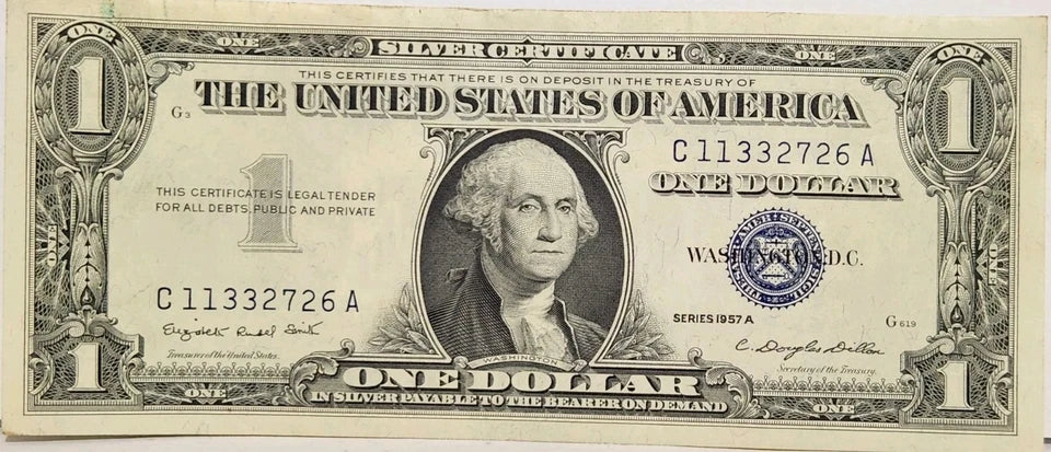 Silver Certificate Series A $1 bill 1957 good condition