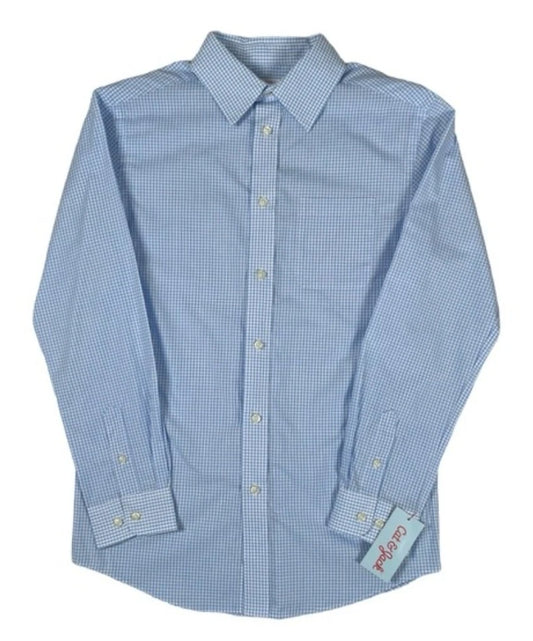 Cat & Jack Boys Long Sleeve Button Down Blue Checkered Print Shirt Size XL