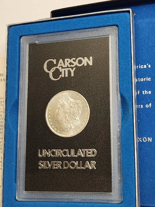 Carson City 1883 Morgan Silver Dollar uncirculated rare history COA included