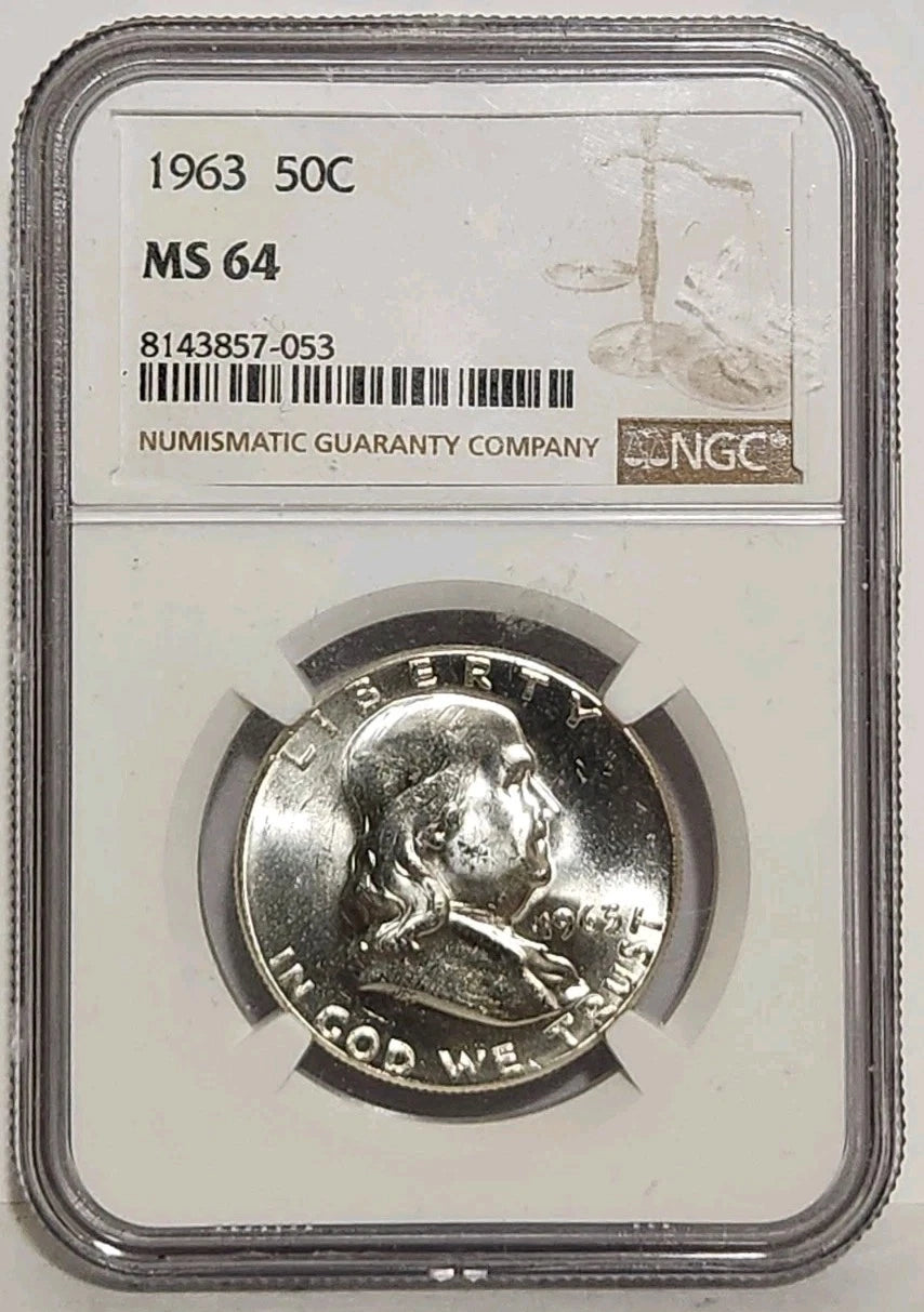 Franklin Half Dollar 1963 graded MS 64 by NGC