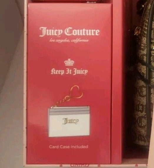 Juicy Couture Mini Brown Backpack Ft Gold Chain Detail + Red Wallet Set
