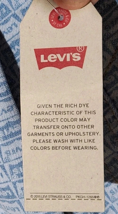 Levis Blue Jean Jacket All Over Logo Print Womans youth Size Medium