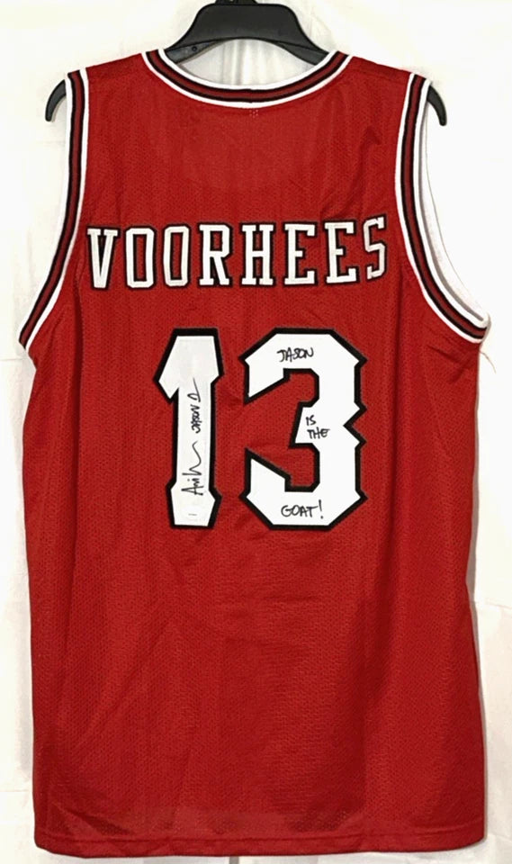 Authentic Friday The 13th Red Jason Voorhees Autographed Hockey Jersey Size XL