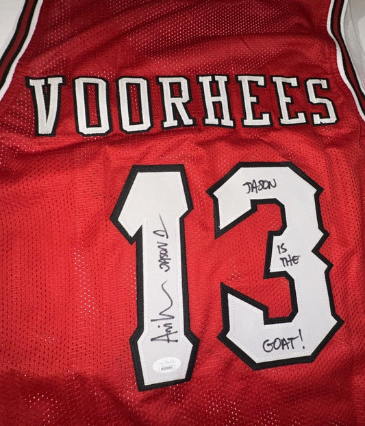 Authentic Friday The 13th Red Jason Voorhees Autographed Hockey Jersey Size XL