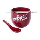 Dr Pepper Ceramic Noodle Bowl "Its a Pepper Thing" Chopsticks With Spoon Bundle