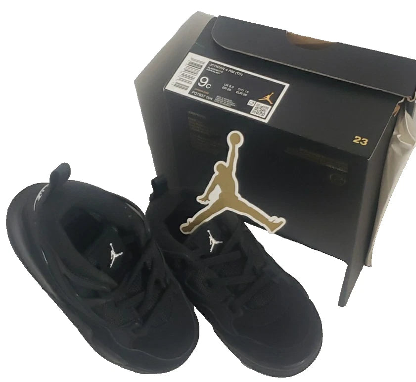 Jordan 4 RM TD All Black Toddler Shoes Size 9C Nike Retro Baby Sneakers New