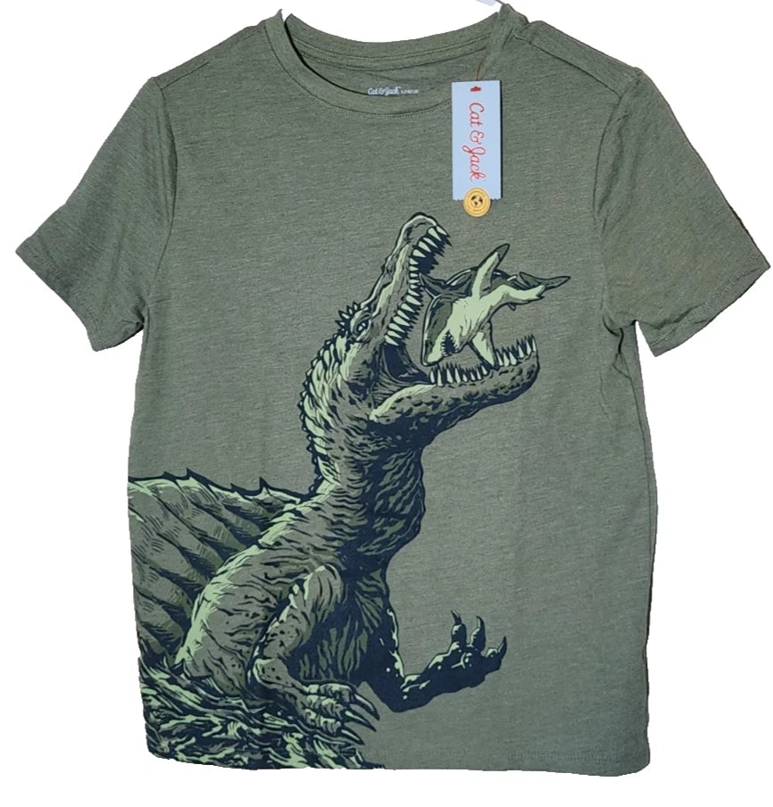 Cat & Jack Adaptive Short Sleeve Graphic T-Shirt Olive size boys large