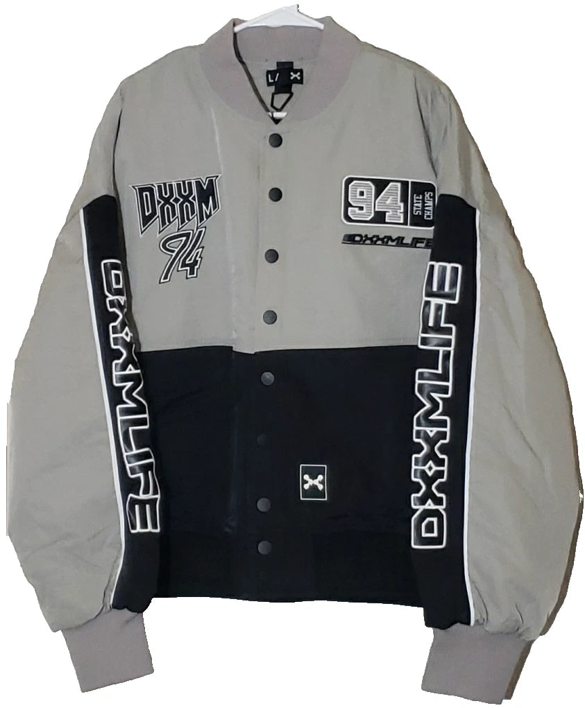 DXXM Life Racing Jacket by Culture Kings Gray Black Moto Style Size Large