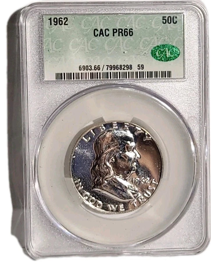 1962 franklin half dollar CAC PR66