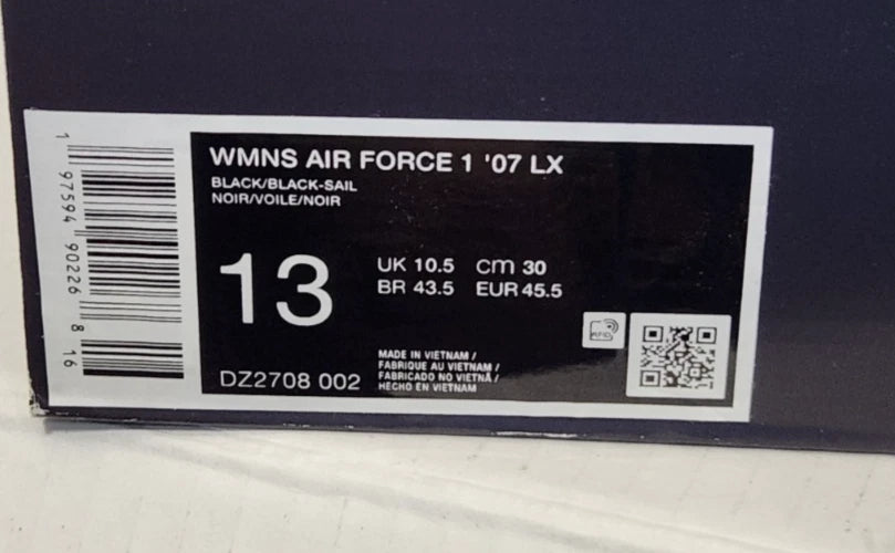 Size 13 - Nike Air Force 1 '07 LX Black Ostrich W