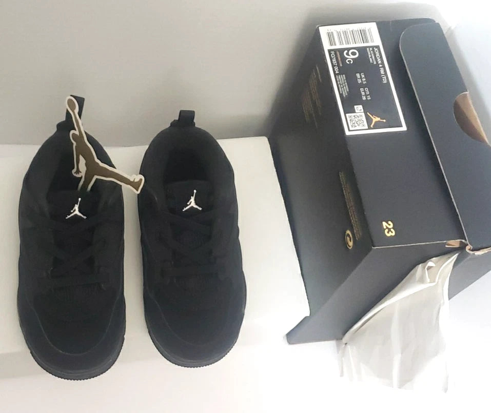 Jordan 4 RM TD All Black Toddler Shoes Size 9C Nike Retro Baby Sneakers New