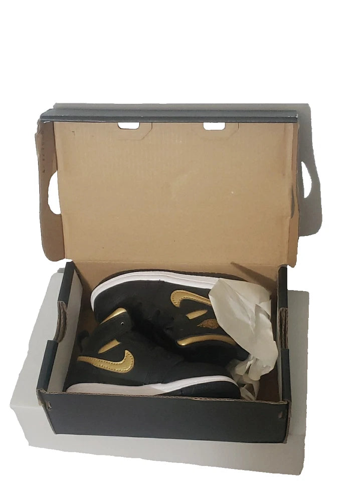 Jordan 1 Mid TD Black Metallic Gold Toddler Shoes Size 6C Nike Baby Sneakers New