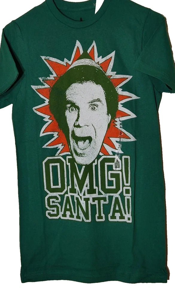 Christmas Elf  Omg Santa Will Ferrell T Shirt Green Small