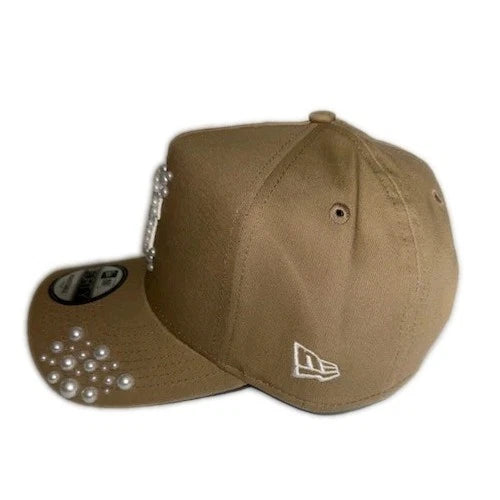 SF Giants MLB Custom PEARL Embellished Tan New Era 9FORTY Snapback Hat