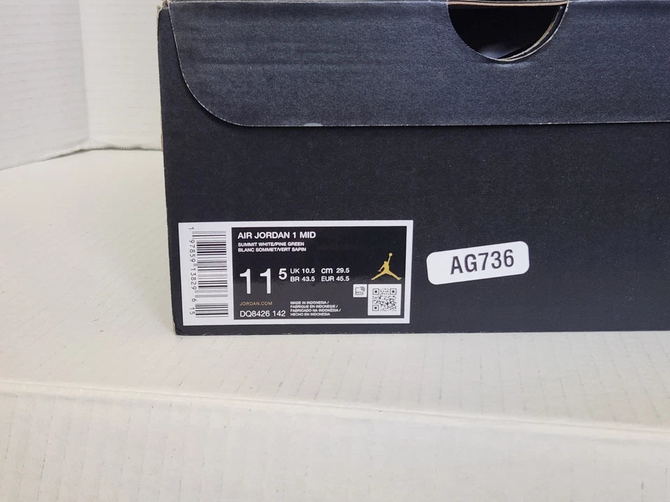 Nike Air Jordan 1 Mid Summit White Pine Green Size 11.5