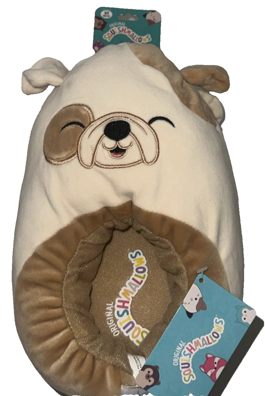 Squishmallows Plush Kids Puppy Brown & Tan Slippers Size 8/9 Cozy Comfort Shoes