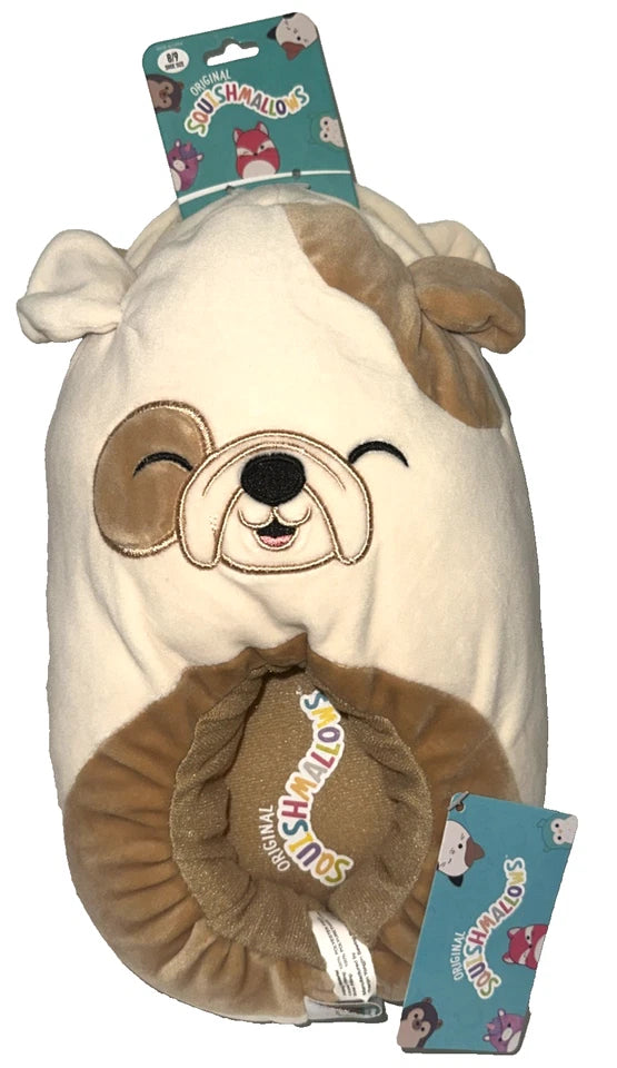 Squishmallows Plush Kids Puppy Brown & Tan Slippers Size 8/9 Cozy Comfort Shoes