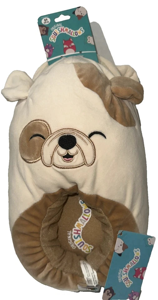 Squishmallows Plush Kids Puppy Brown & Tan Slippers Size 8/9 Cozy Comfort Shoes