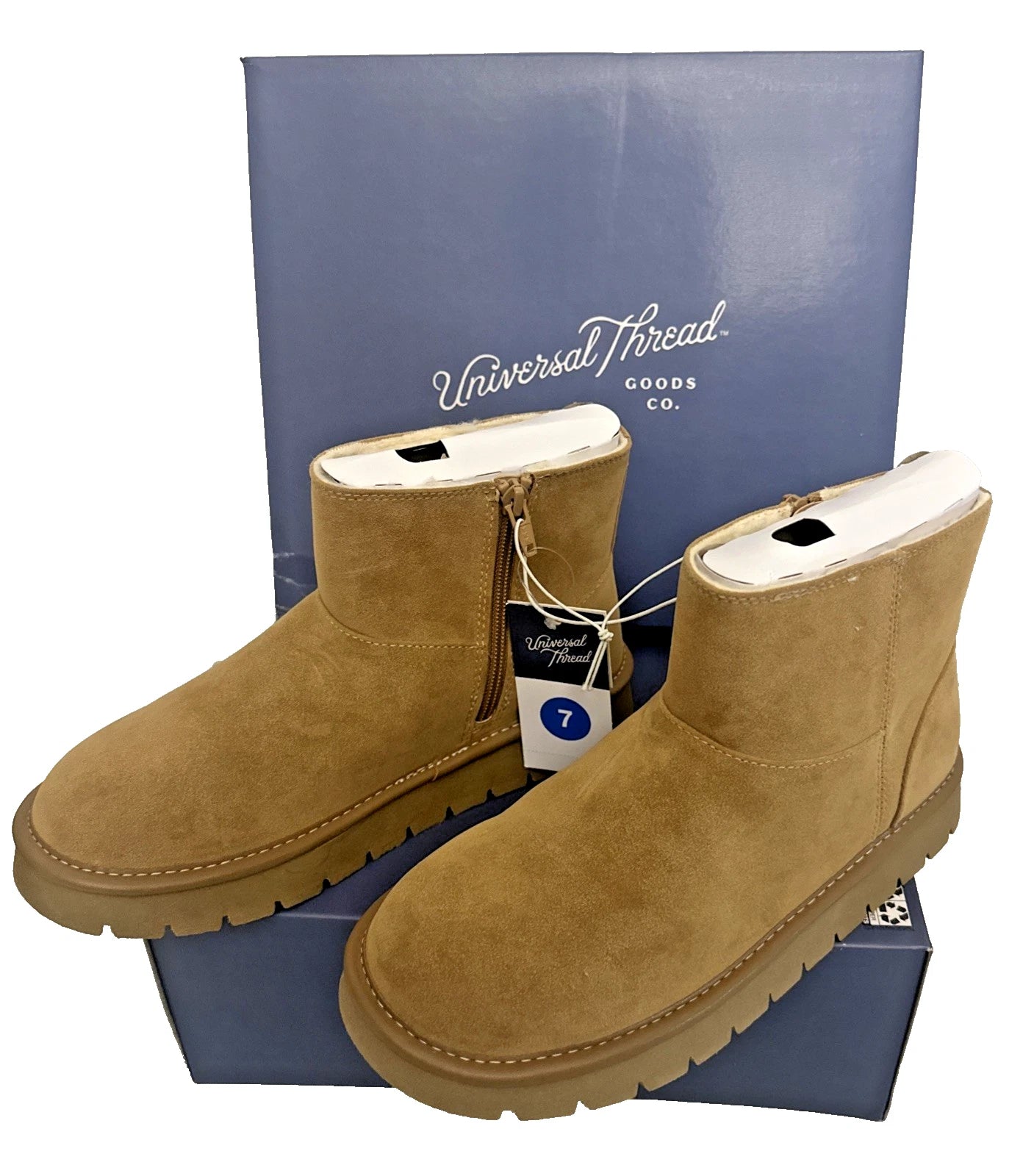 Universal Thread Women's May Suede Boots with Memory Foam Insole in Tan Size 7