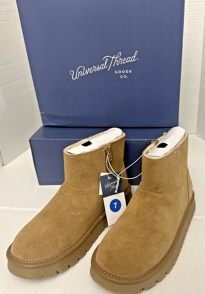 Universal Thread Women's May Suede Boots with Memory Foam Insole in Tan Size 7