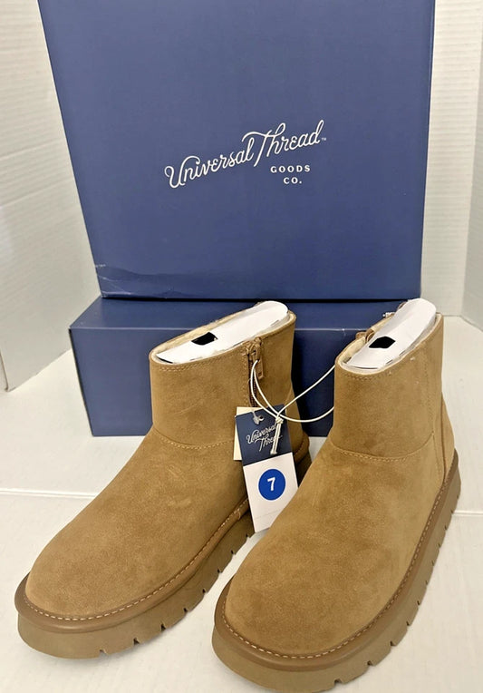 Universal Thread Women's May Suede Boots with Memory Foam Insole in Tan Size 7