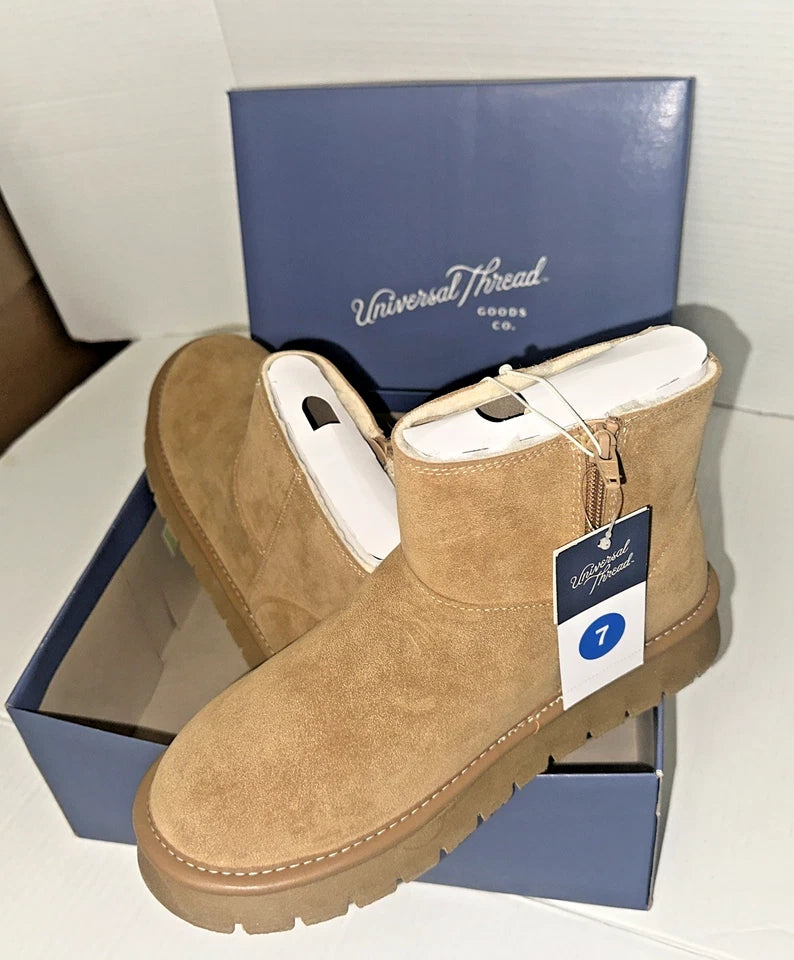 Universal Thread Women's May Suede Boots with Memory Foam Insole in Tan Size 7